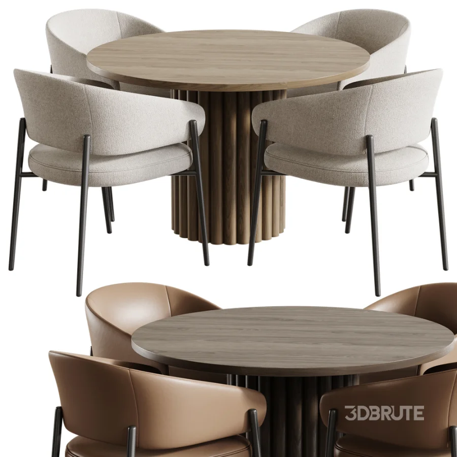 Linda chair And Mayeerty 46 Modern Wooden Round Dining Table Image 1