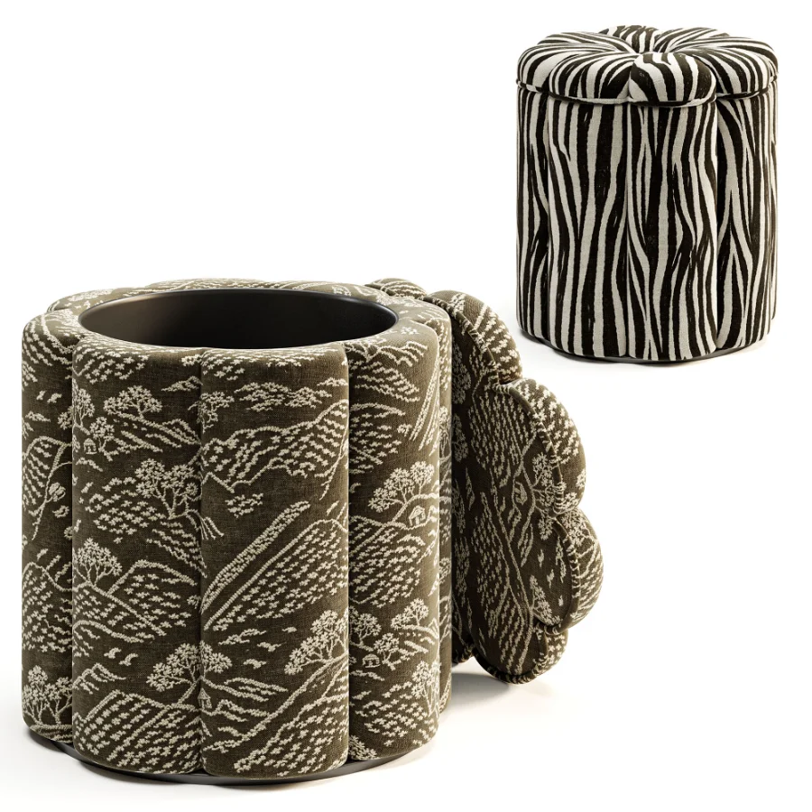 Fleur Textured Performance Velvet Storage Ottoman Image 5