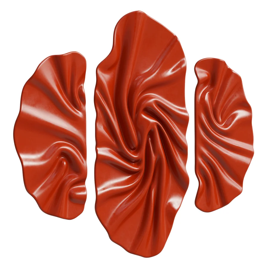 Modern Fluid Brass Metal Wall Decor Triptych Image 2