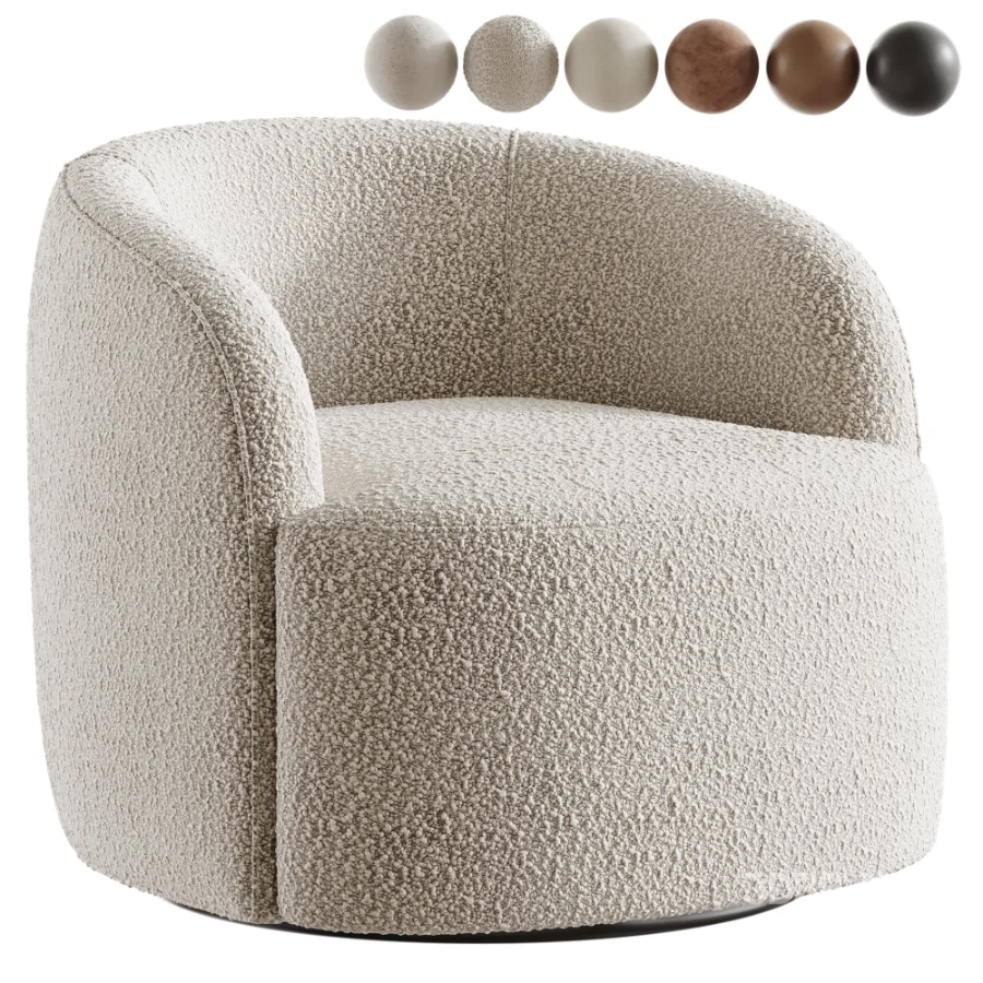 Gwyneth Ivory Boucle Swivel Chair by goop Image 1