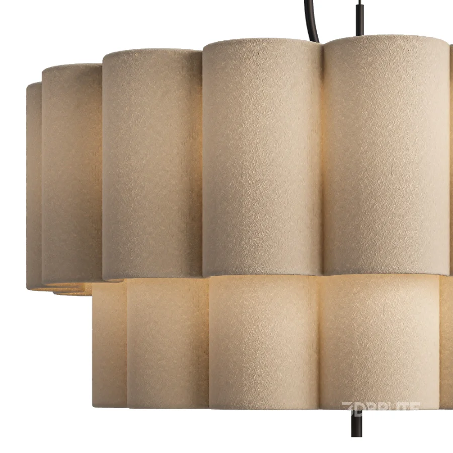 Folia large scalloped natural linen pendant Image 3