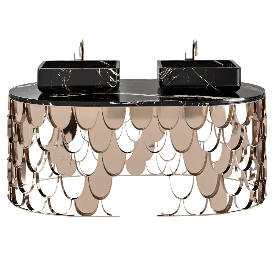 Brushed Brass Iron Washbasin Image 4