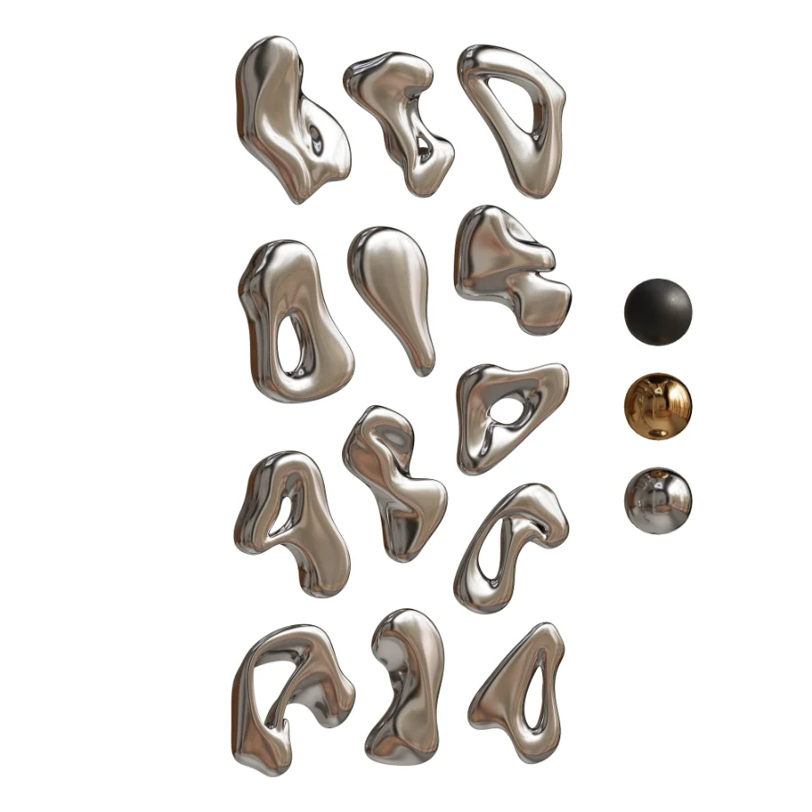 Abstract chrome wall decor 01 Image 1