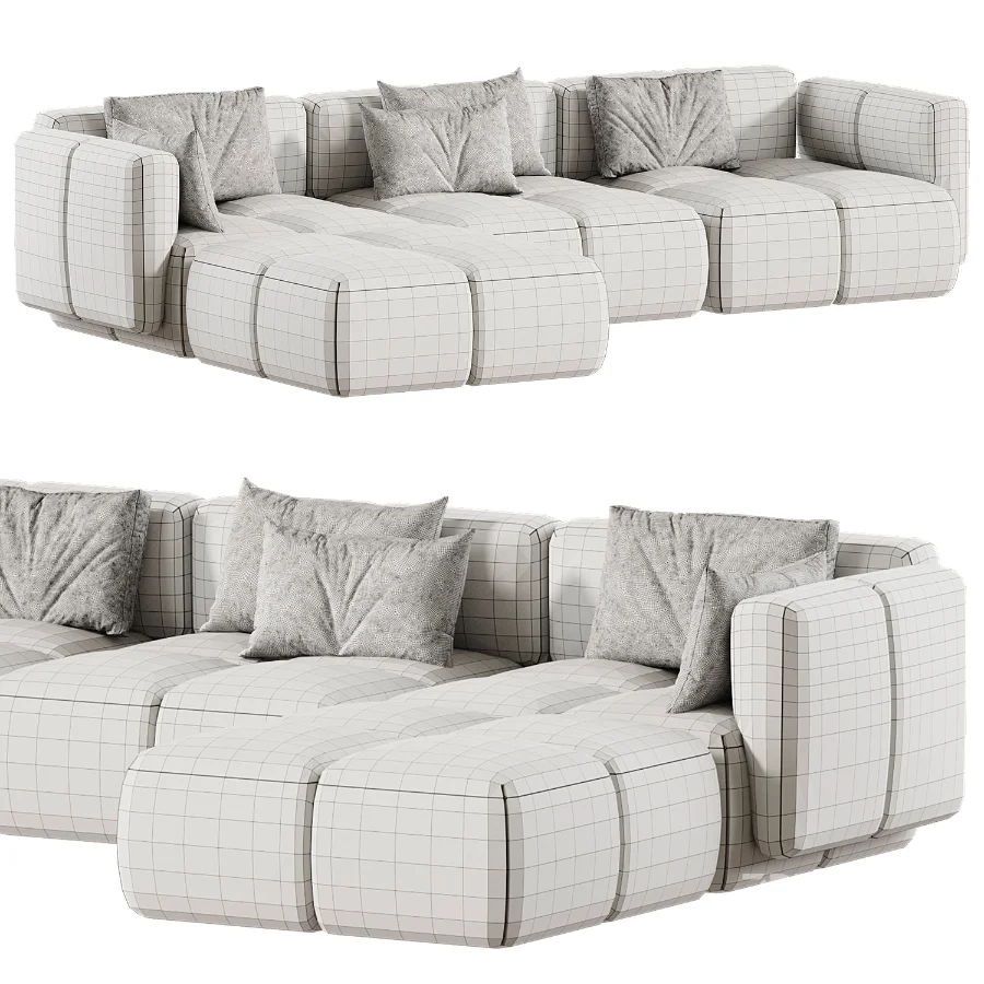 Westwing Teddy Boucle Modular Sofa with Tayla Pouf Image 2