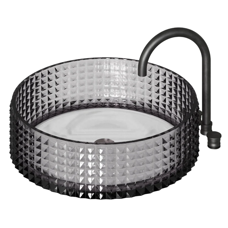 Glass countertop bathroom sink 4 colors Image 2