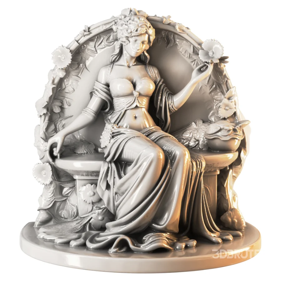 Art Nouveau Goddess with Floral Swan Image 1