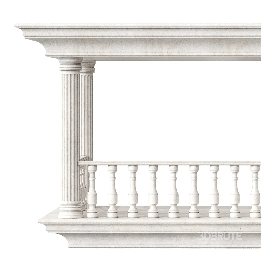 Classical Balcony With Marble Baluster Detailing – Facade Element 2 Image 3