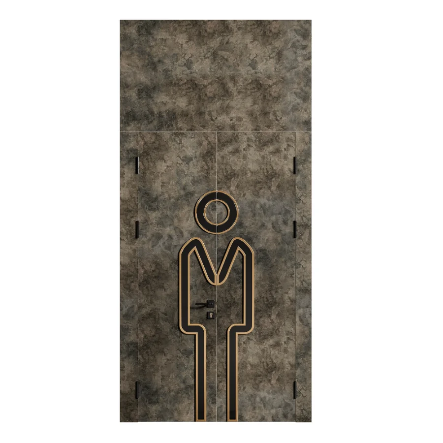WC Toilet Doors with Metal Male Female Baby Signs Modern Image 1