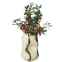 Decorative floral arrangement with red berries and green foliage in a sculptural vase (Skimmia) - Thumbnail 2