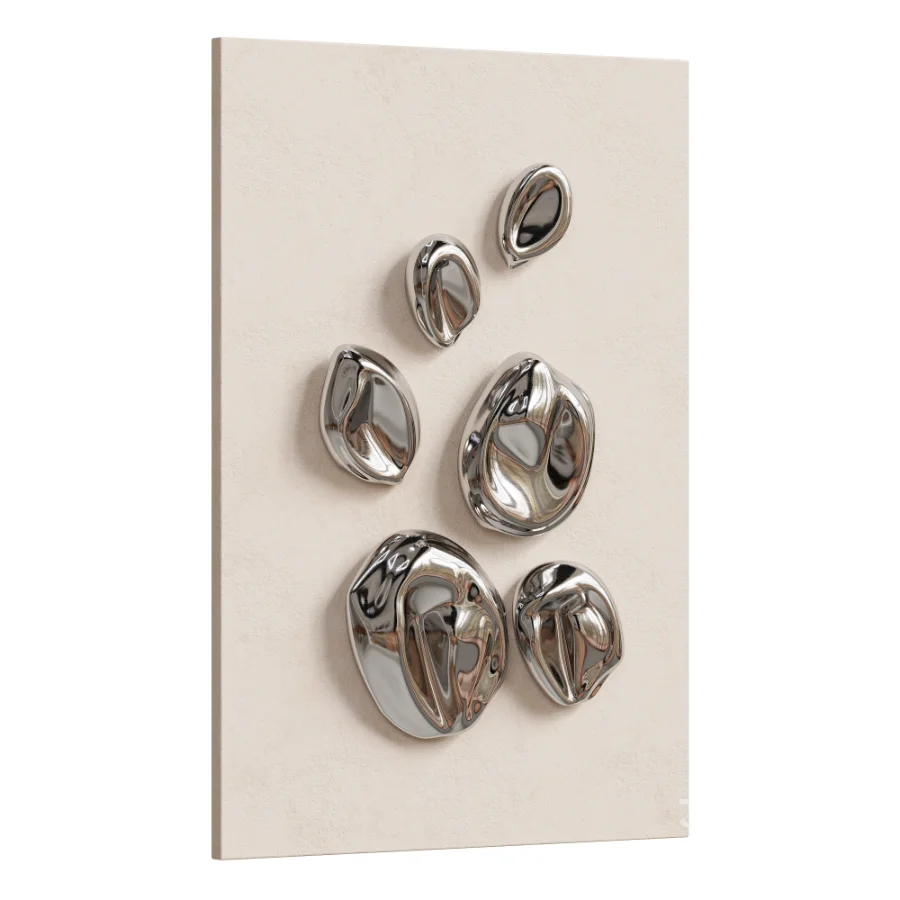 Abstract Chrome Liquid Shell Wall Decor Image 1