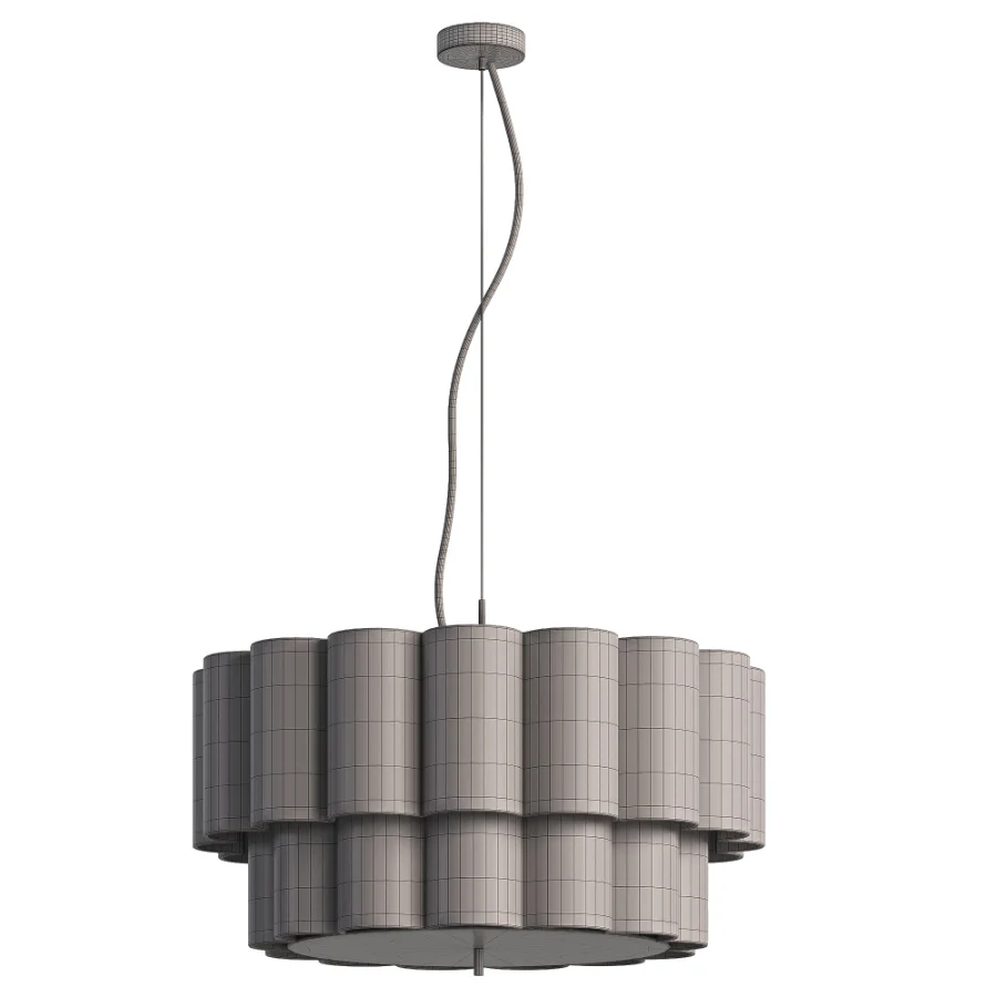 Folia large scalloped natural linen pendant Image 4