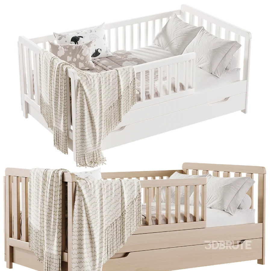 Minimalist White Toddler Bed with Storage Image 4