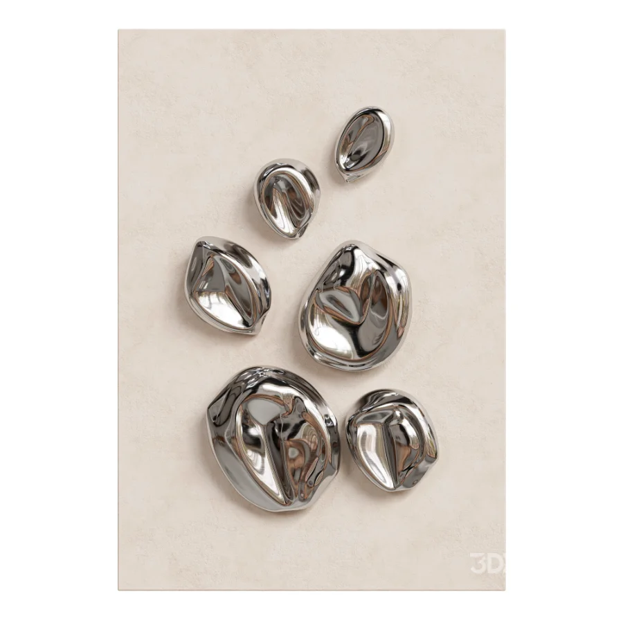 Abstract Chrome Liquid Shell Wall Decor Image 2
