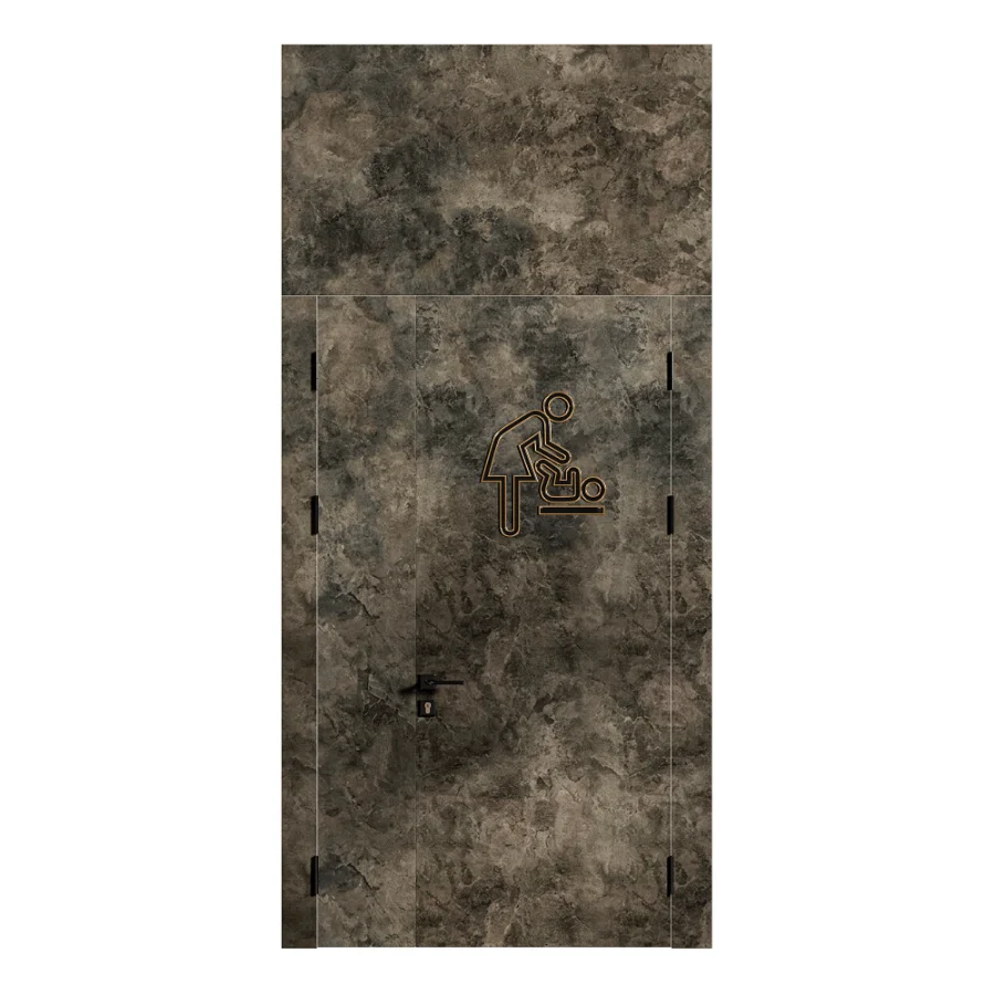 WC Toilet Doors with Metal Male Female Baby Signs Modern Image 2