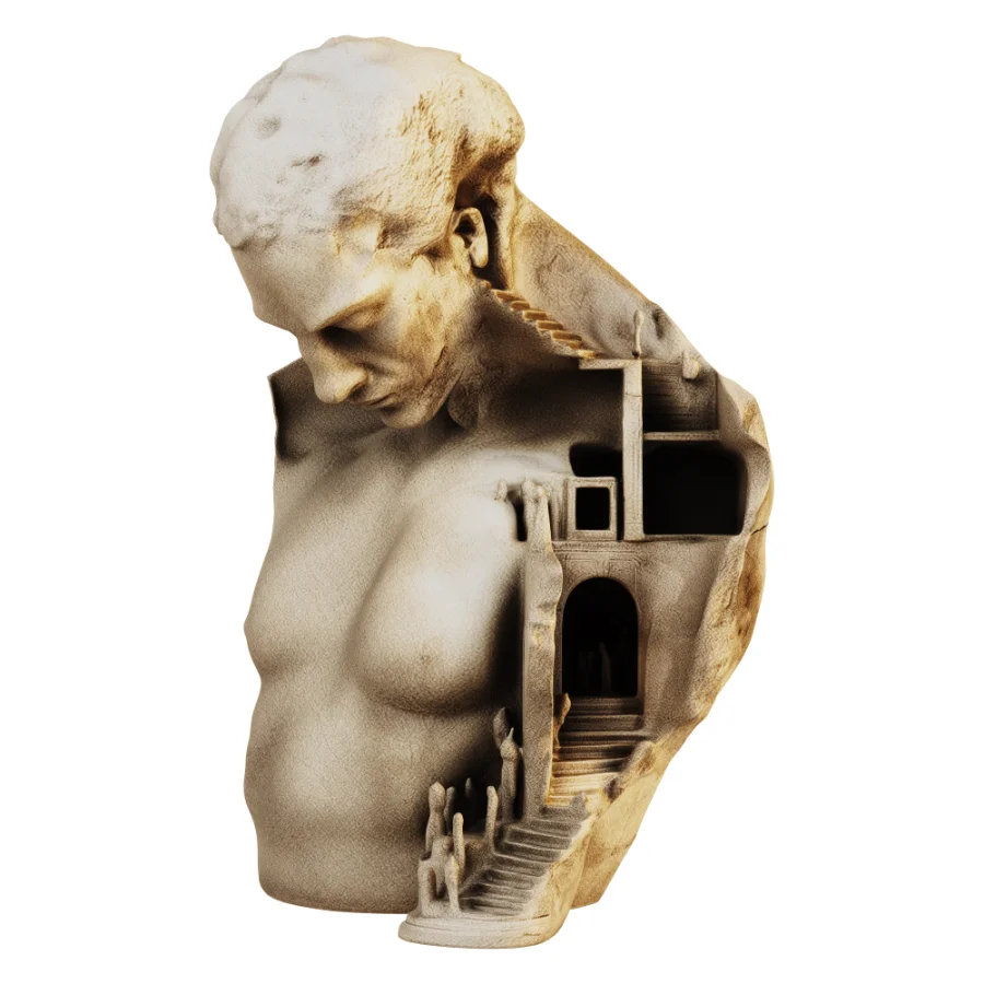 Surrealistic Classical Bust Architectural Sculpture Image 2
