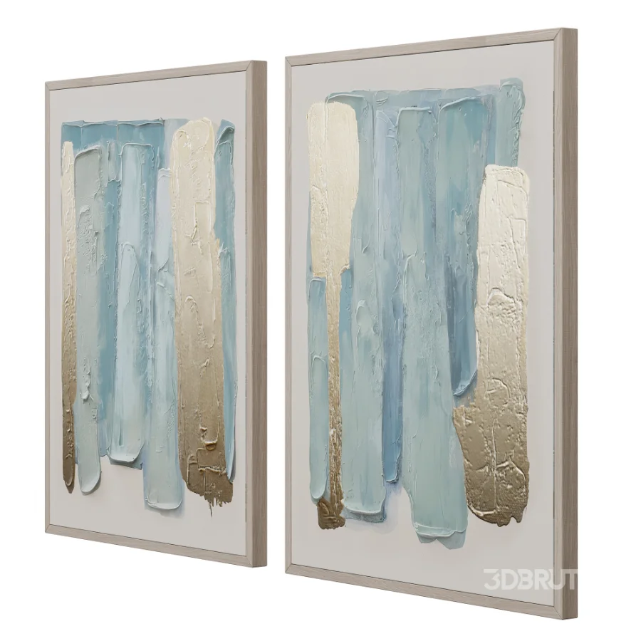 Blue Drift Framed Champagne Painted Wall Art Set of 2 by Z Gallerie Image 3
