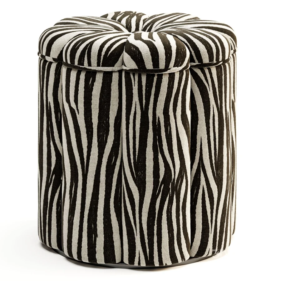 Fleur Textured Performance Velvet Storage Ottoman Image 7
