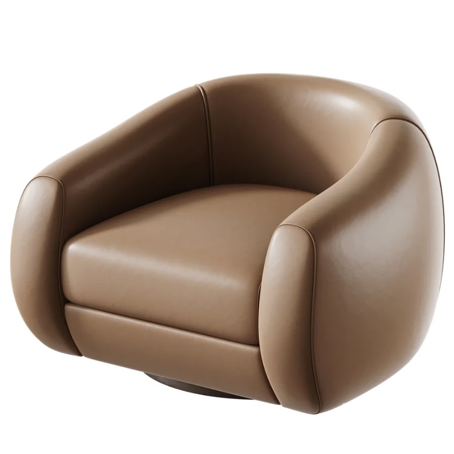 Laszlo Camel Brown Boucle Swivel Chair Image 6