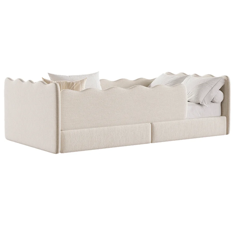 Cozy Ivory Boucle Low Profile Kids Bed Image 5