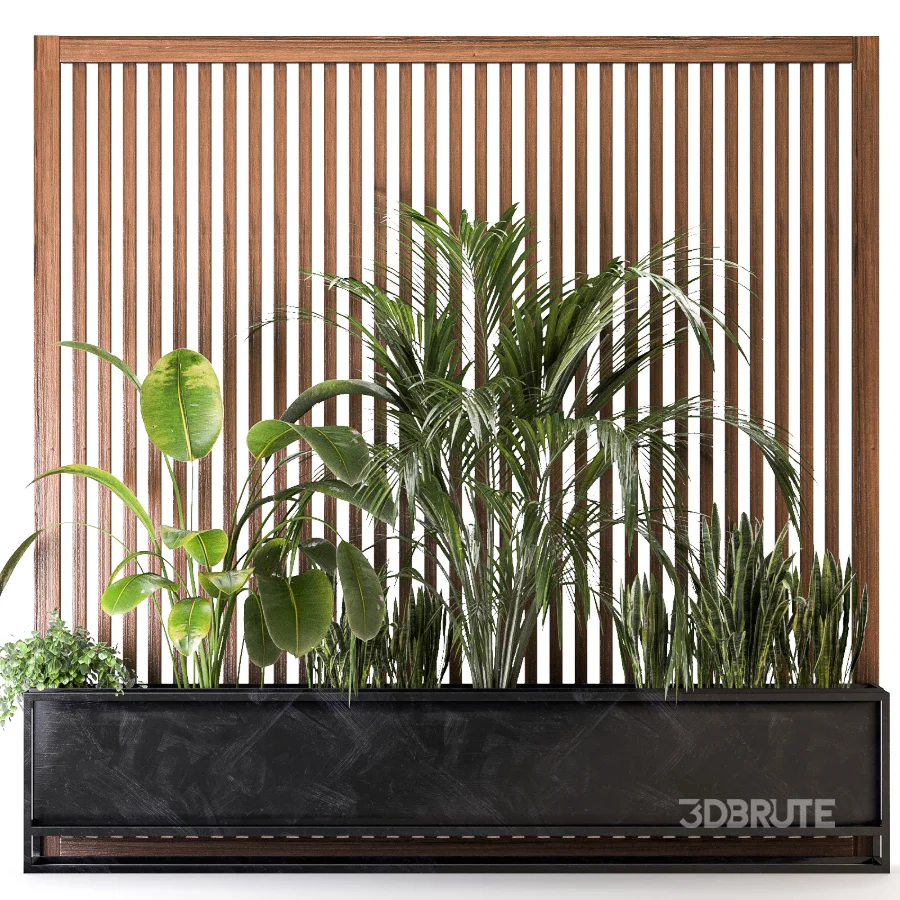 Room Divider Planter 03 – Wooden Panel with Plants Image 2