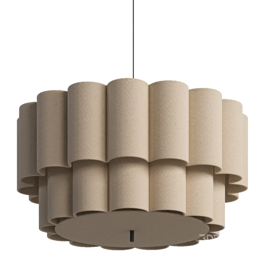 Folia large scalloped natural linen pendant Image 2