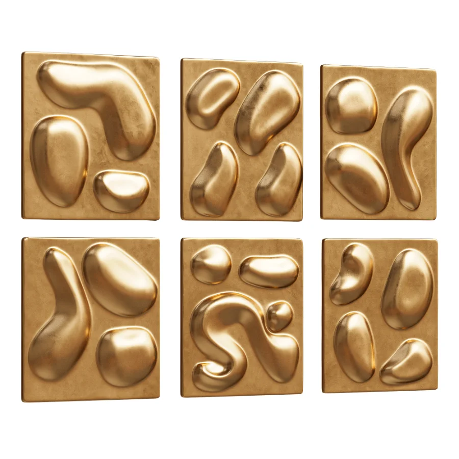 Wall Sculpture Set Modern Gold Relief 27 Image 1