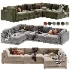 Oriole 4 Piece L Shaped Dark Brown Performance Velvet Modular Sectional Sofa - Thumbnail 3