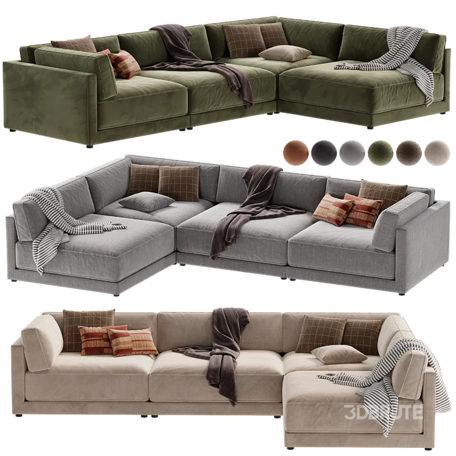 Oriole 4 Piece L Shaped Dark Brown Performance Velvet Modular Sectional Sofa Image 3