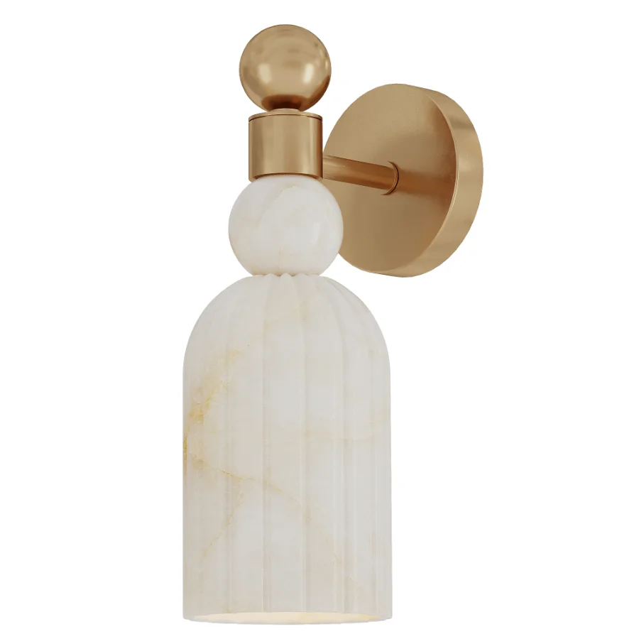 Alabaster Brass Wall Sconce Image 3