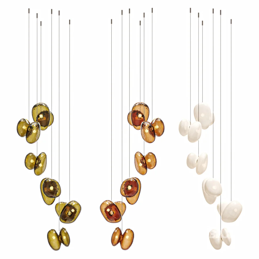 A N D Pebble Chandelier 6 LED Blown Glass Pendant Lamp Image 6