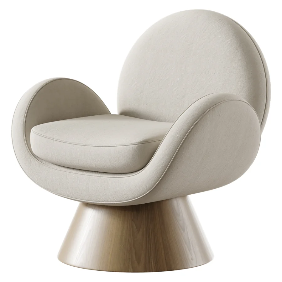 Swivel Armchair With Solid Wood Base Image 2
