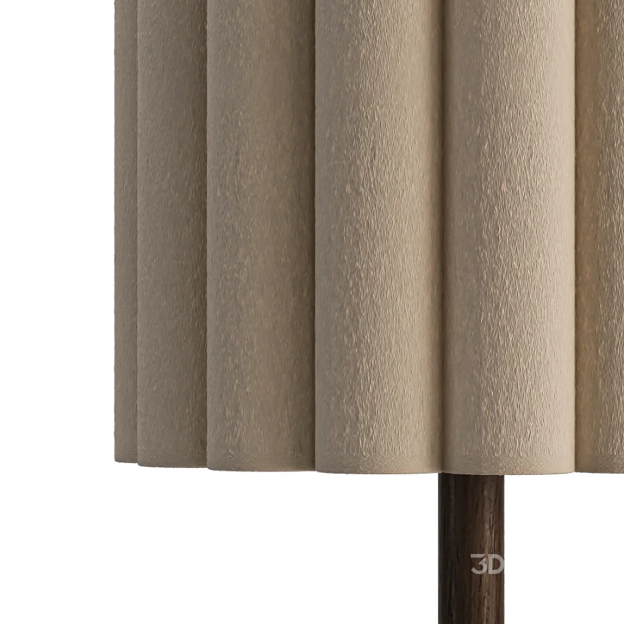 Folia walnut wood and scalloped natural linen floor lamp Image 3