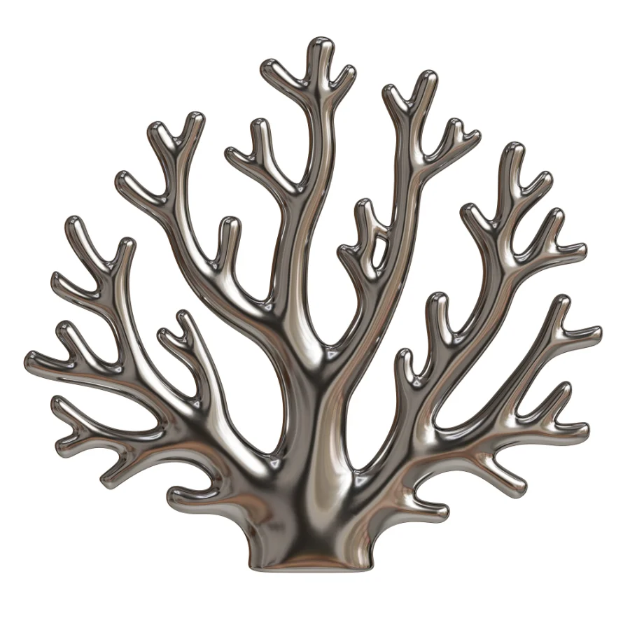 Chrome Coral Tree Wall Sculptural Decor Image 1