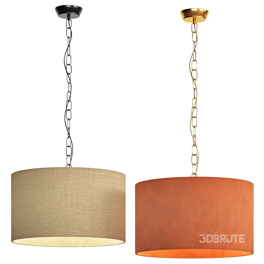 Brass Linen Fabric Pendant Lamp Image 1
