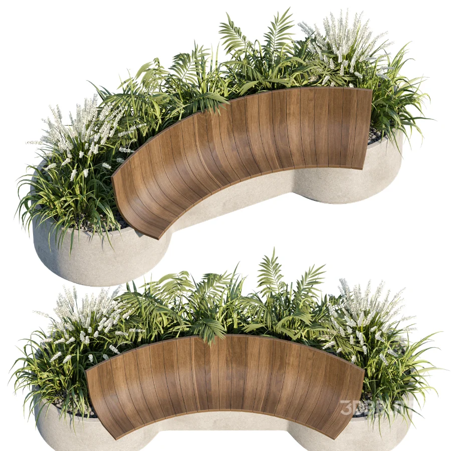 Bench with Plants – Urban Furniture 03 Image 3