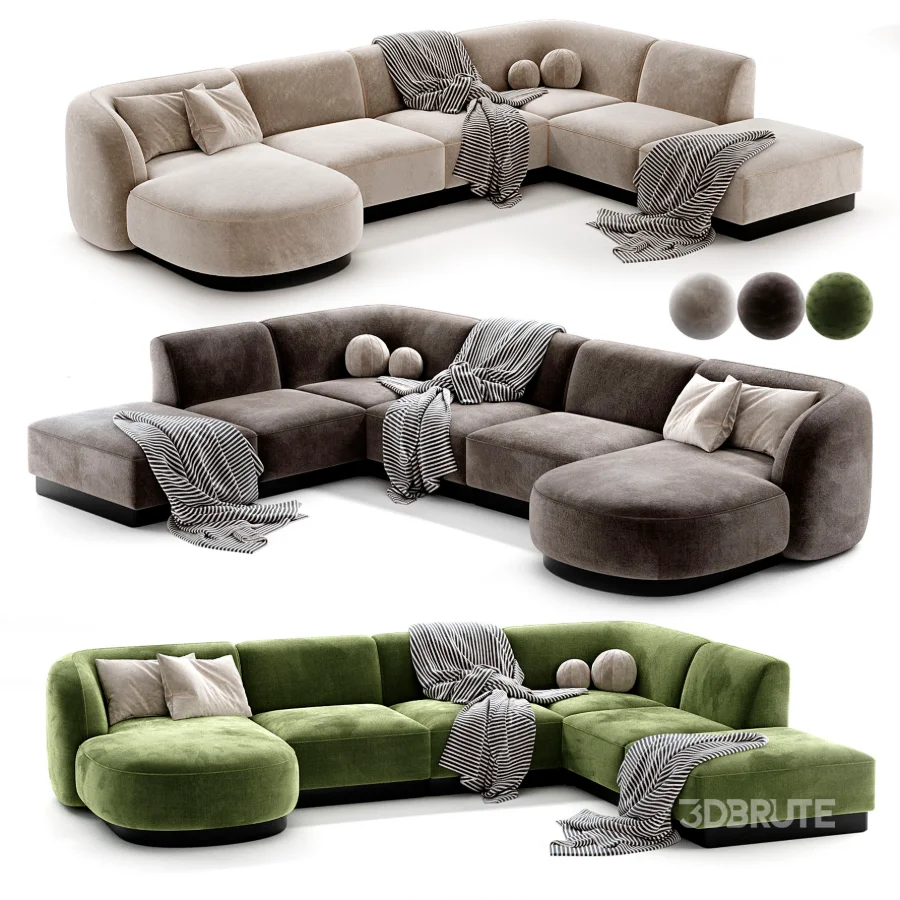 Naduvi Miley Velvet Right Cremekleurig Sofa Image 5