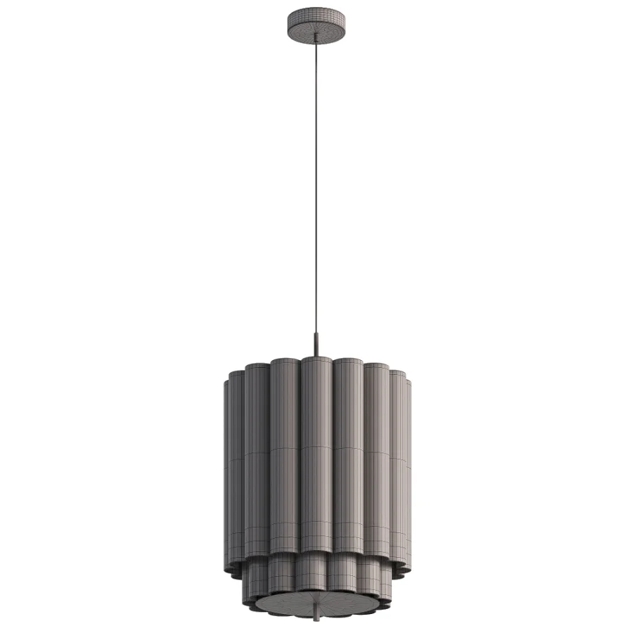 Folia small scalloped natural linen pendant Image 4