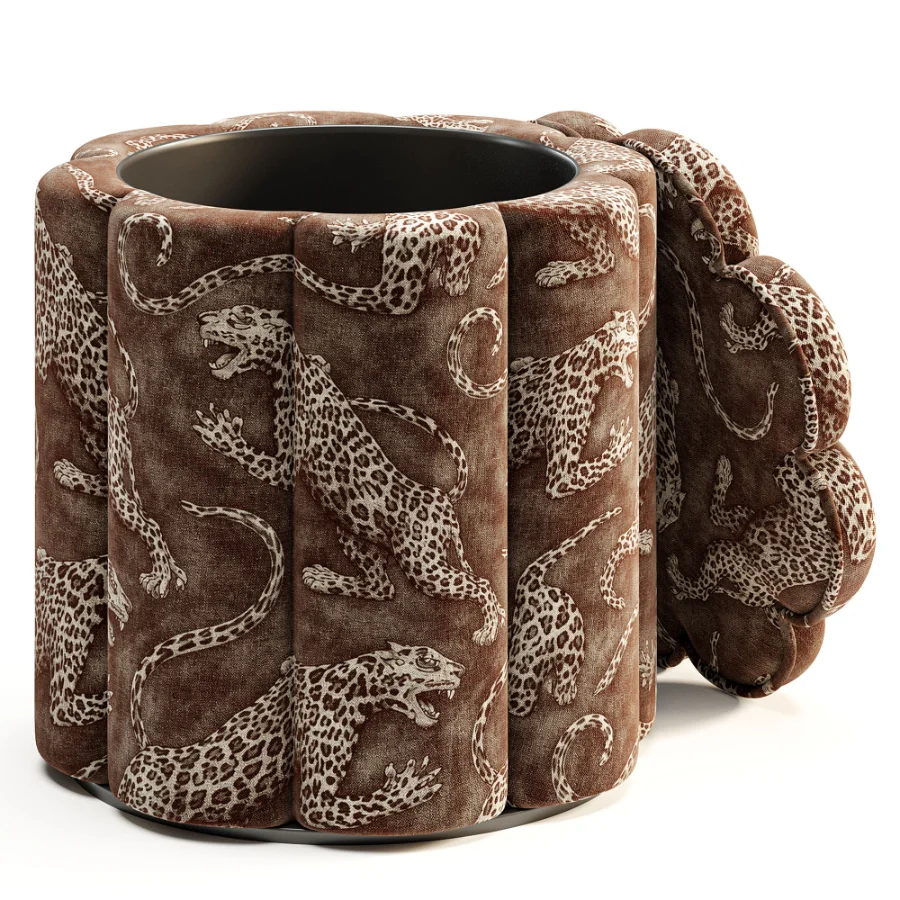 Fleur Textured Performance Velvet Storage Ottoman Image 2