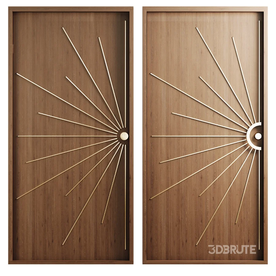 Modernist entry walnut doors collection Image 2
