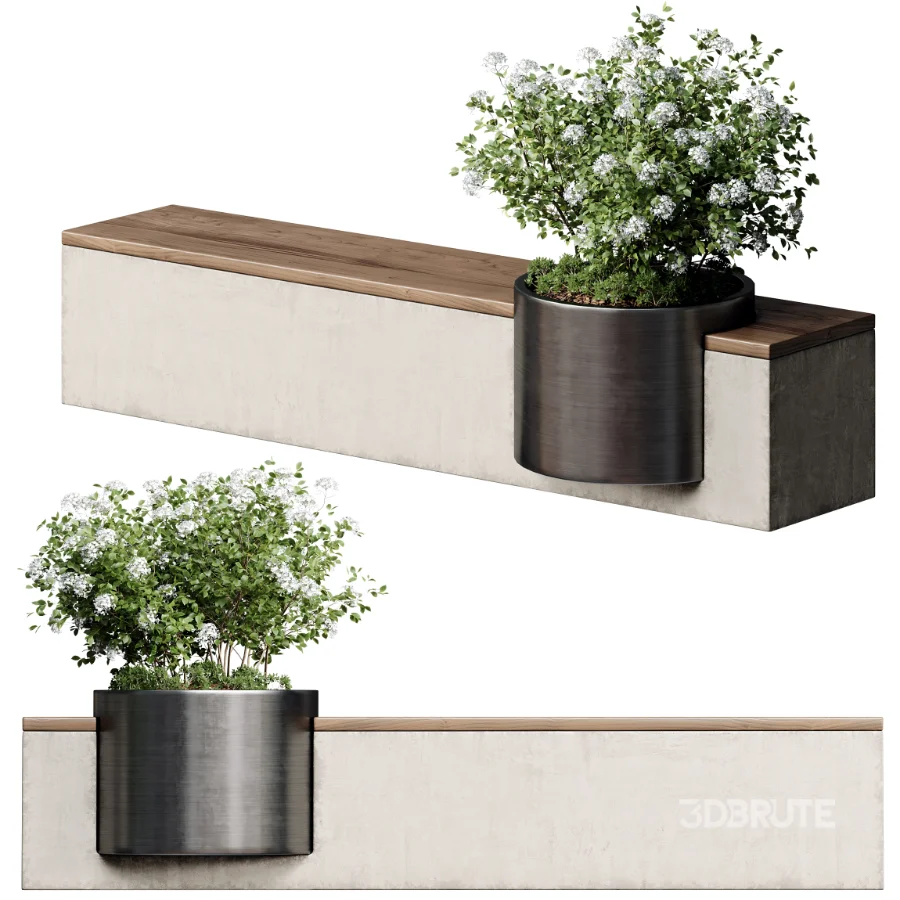 Bench with Plants – Urban Furniture 07 Image 1