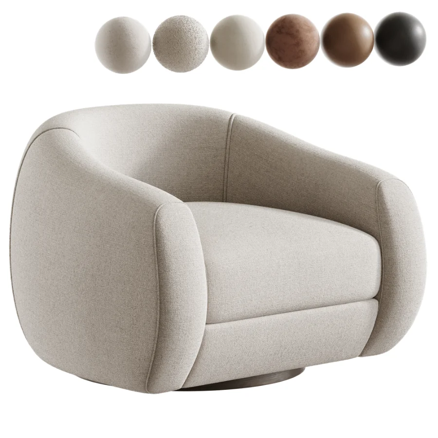 Laszlo Camel Brown Boucle Swivel Chair Image 1