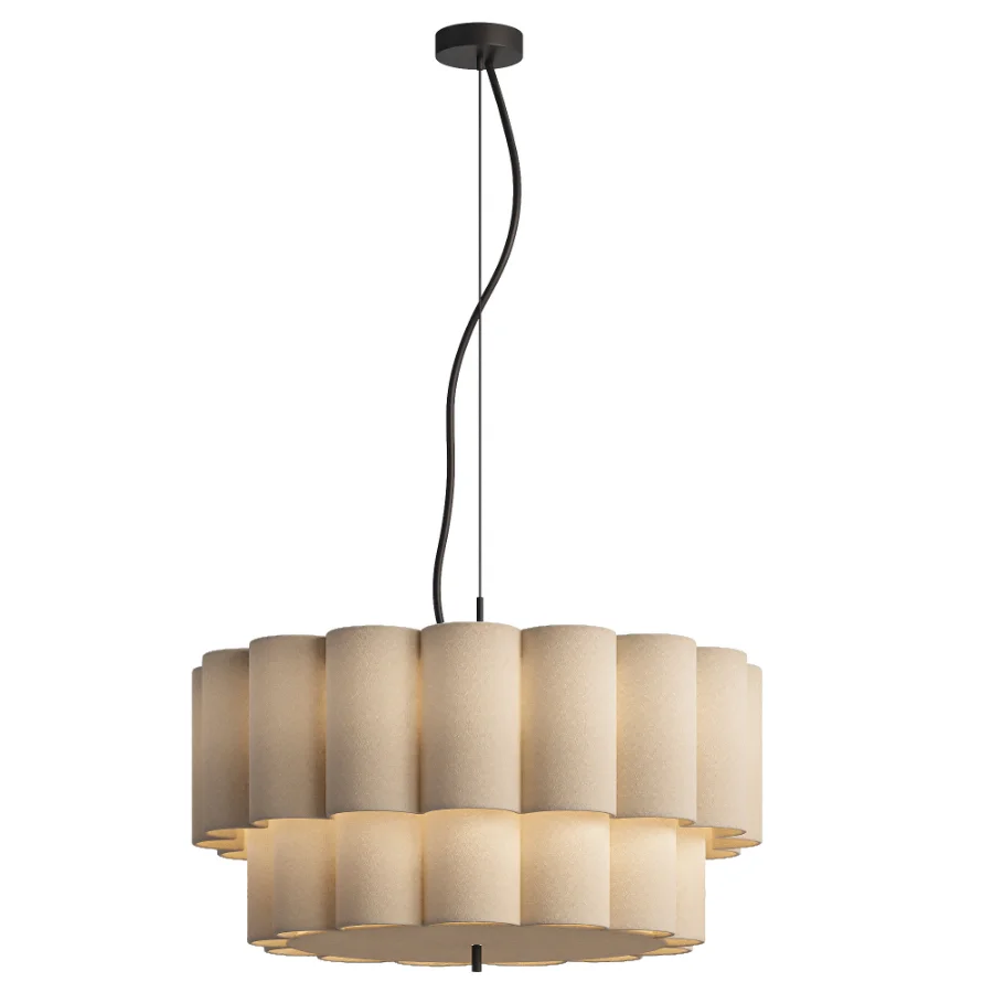 Folia large scalloped natural linen pendant Image 1