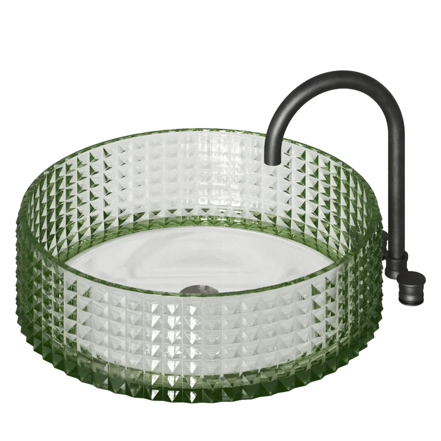 Glass countertop bathroom sink 4 colors Image 4