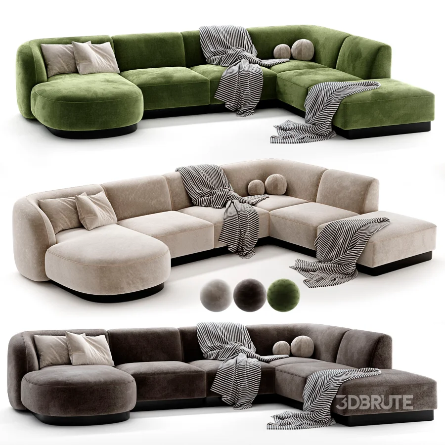 Naduvi Miley Velvet Right Cremekleurig Sofa Image 3