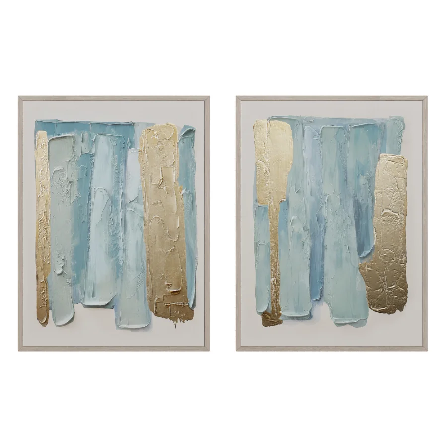 Blue Drift Framed Champagne Painted Wall Art Set of 2 by Z Gallerie Image 2