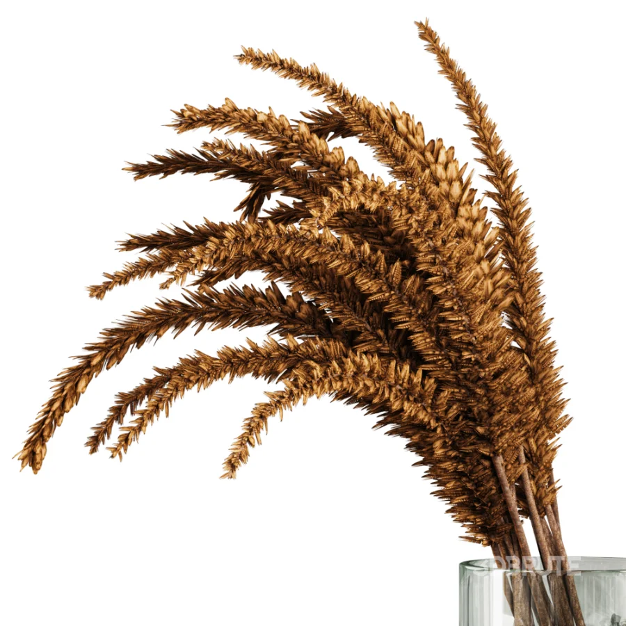 Dried Grass Arrangement with Glass Vase & Fruits Image 2