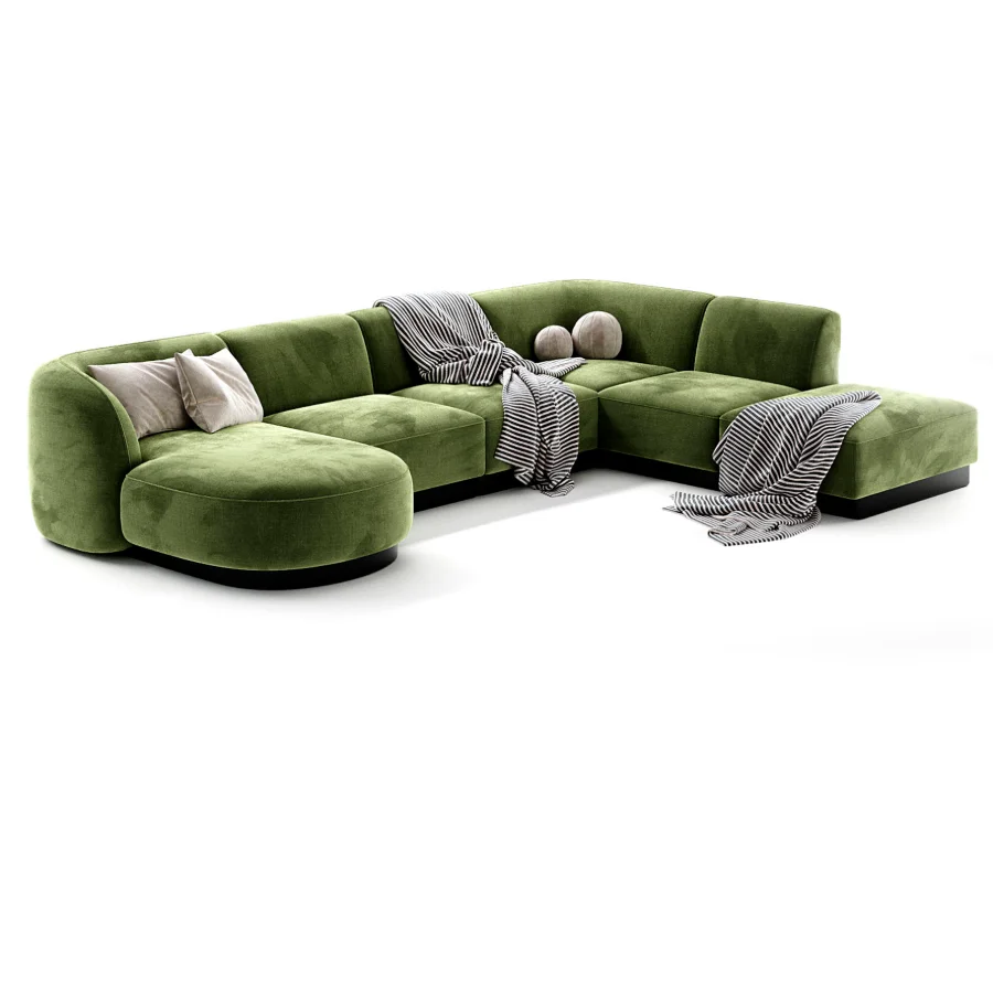 Naduvi Miley Velvet Right Cremekleurig Sofa Image 1