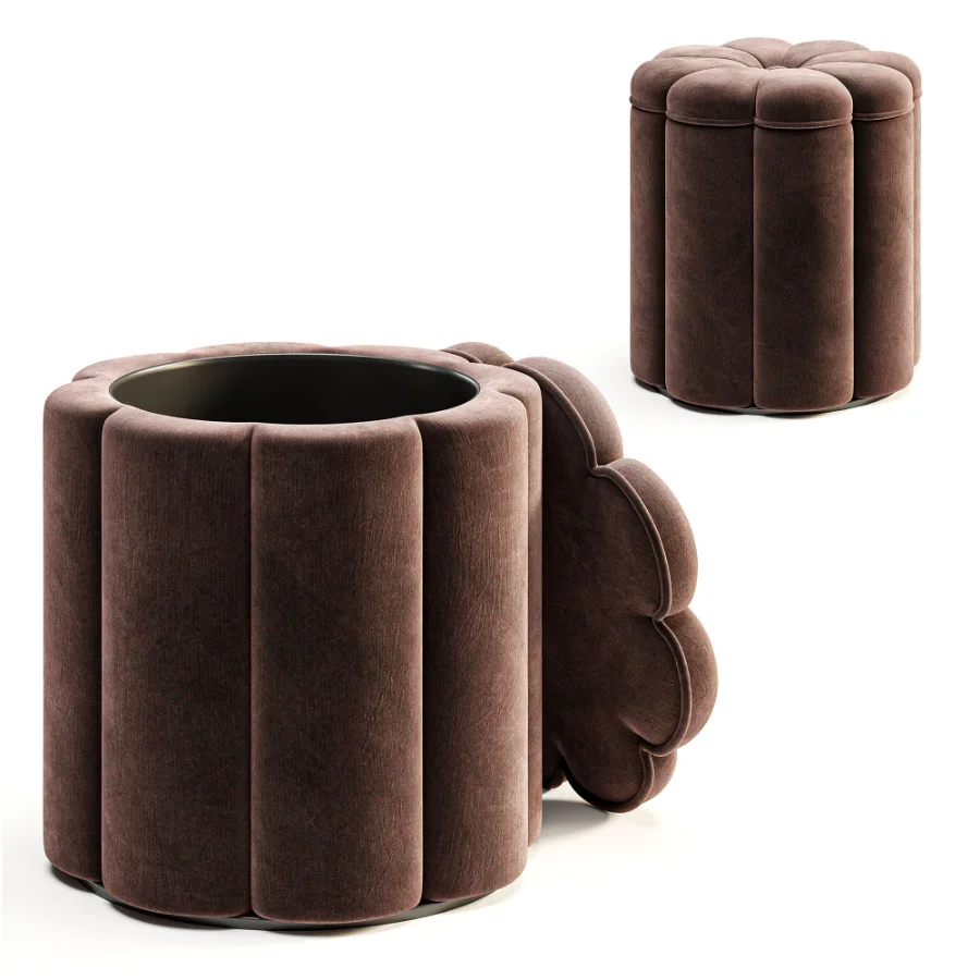 Fleur Textured Performance Velvet Storage Ottoman Image 1