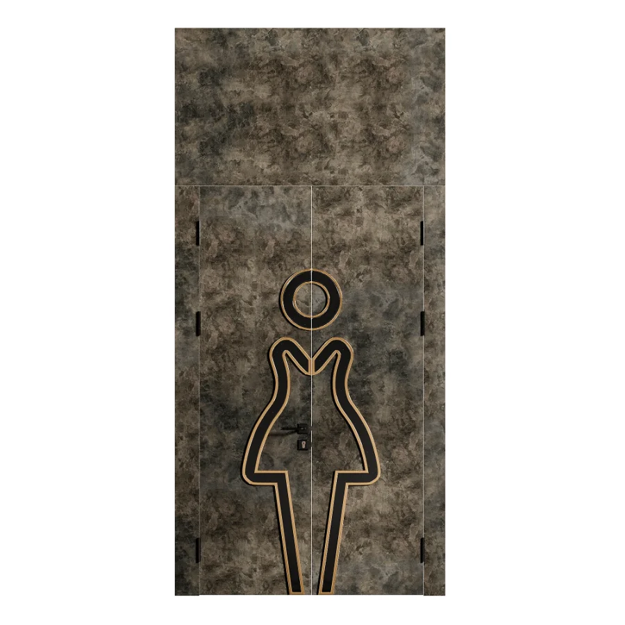 WC Toilet Doors with Metal Male Female Baby Signs Modern Image 4