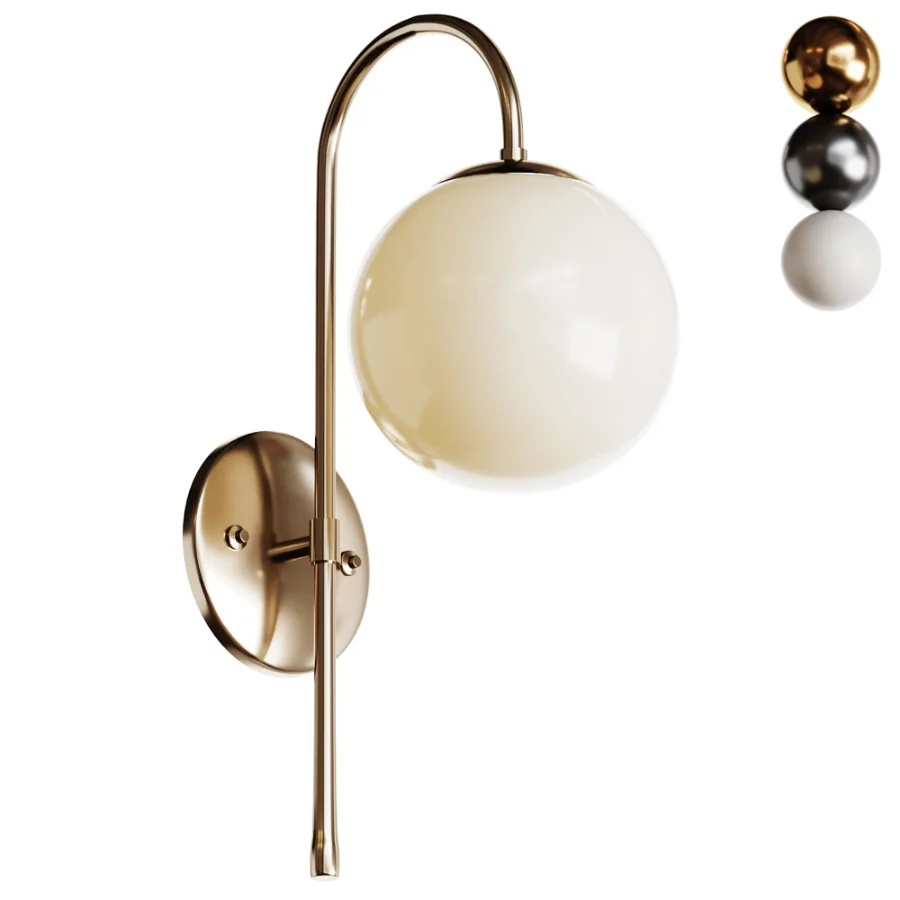 Wall Light E27 MB3167 Gold with a White Ball Image 1